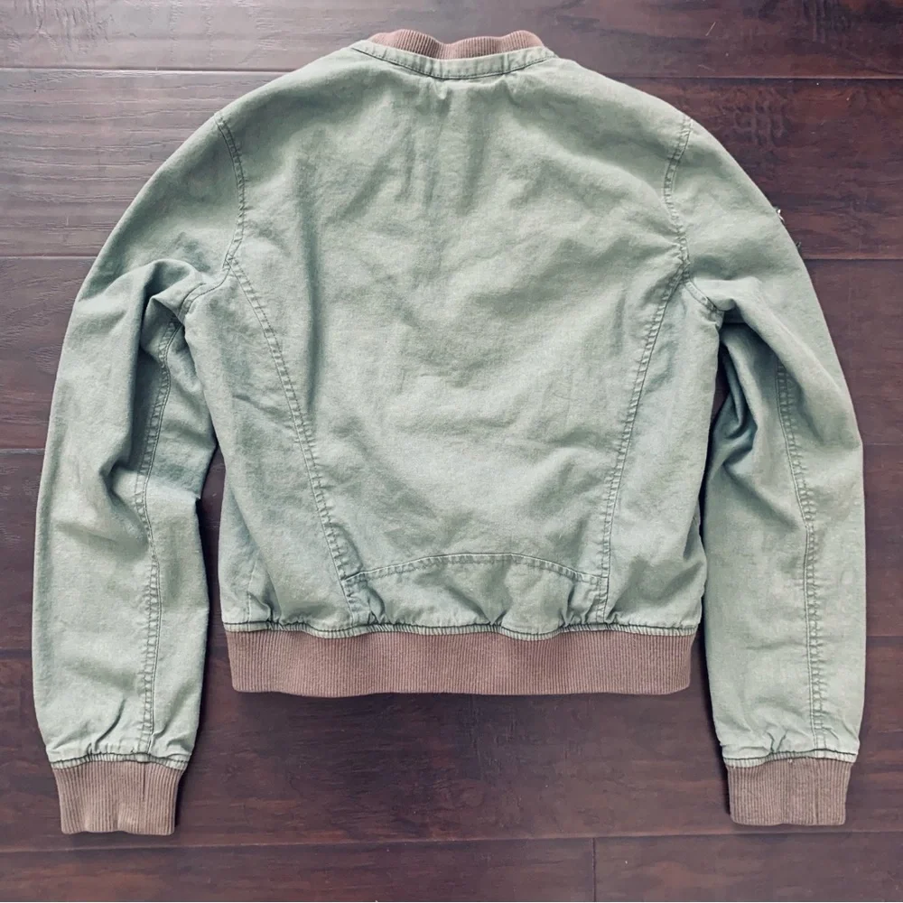 Bethany Mota Cute Top Gun Inspired Green Army Military Bomber Jacket | Size: M